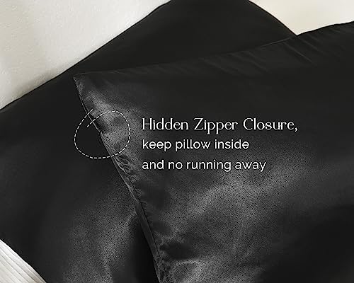 Yanibest Satin Pillowcase, Silk Pillow Cases for Hair and Skin with Zipper, Queen Pillow Cases Set of 2 for 20"x30", Exquisite Packaging for Women Men