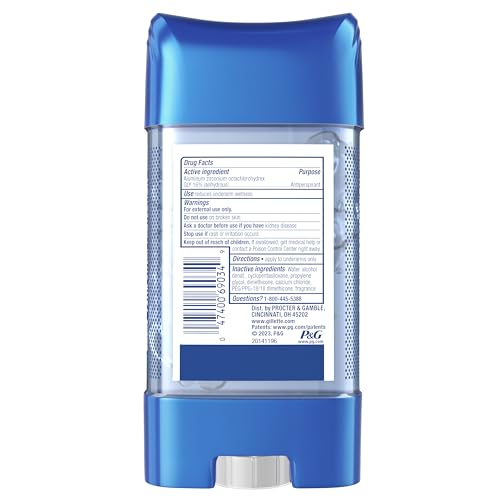 Gillette Antiperspirant and Deodorant for Men, 72hr Sweat & Odor Protection, Long Lasting Freshness, Anti-White Mark Technology, Clear Gel, Tropical Breeze Scent, 3.8 oz (Pack of 3)
