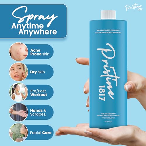 Hypochlorous Acid Spray 0.016% 1L (33.8 fl oz) - Gentle, Versatile Mist for Face & Body