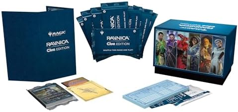 Magic: The Gathering Ravnica: Clue Edition - 3-4 Player Murder Mystery Card Game (Includes 8 Ready-to-Play Boosters, 21 Evidence Cards, 1 Foil Shock Land, and Detective Game Accessories)