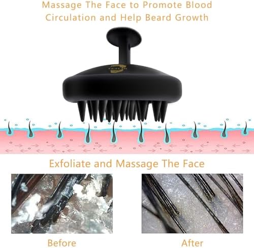Beard Brush for Men, Silicone Beard Scrubber, Deep Cleans, Hair & Beard Exfoliator Helping Beard Shampoo Better Clean the Beard, Good Helper for Beard Oil - Eco & Reusable