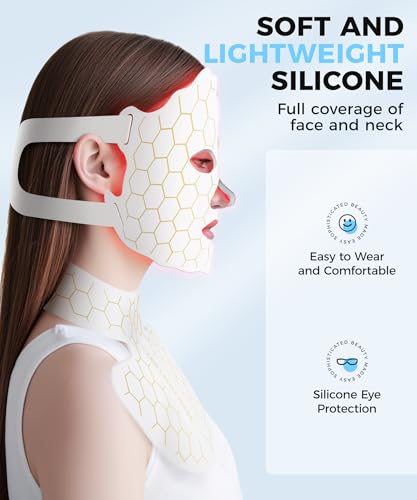 Yahi Red Light Therapy for Face, Led Face Mask Light Therapy, 7 Colors LED Face & Neck Mask Light Therapy At Home, White