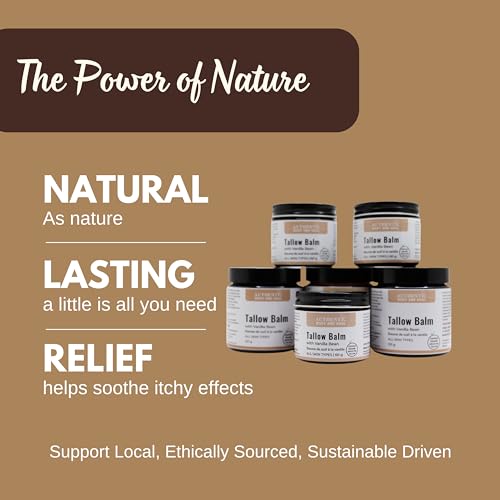 Organic Tallow Cream: Certified Grassfed Beef Tallow Balm with Vanilla, Patchouli and Frankincense. Certified Grassfed/Finished Beef Suet by AGW + Handmade by Authentic Body And Soul (Vanilla-4oz)