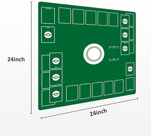 Playmat for Trading Card Game – 2-Player Trainer Mat with Damage Counters and Professional Storage Bag (Green, Large)