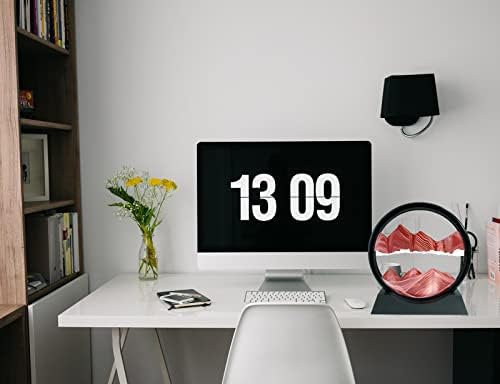 Moving Sand Art Liquid Motion - Moving Sand Art Picture Decor 3D Deep Sea Sandscape, Round Glass Frame Display Flowing Sand Relaxing Toy for Desktop Home Office Work Decoration(Red, 12")