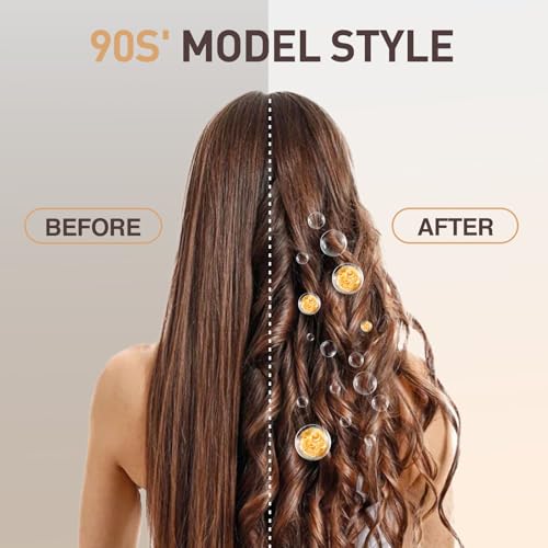 Thermal Brush, Hot Hair Curling Iron 1.77 Inch Thermal Round Hair Curling Brush with 2 Temp Settings, Universal Voltage, Tourmaline Ceramic, Negative Ion Technology, New Update Rose Gold