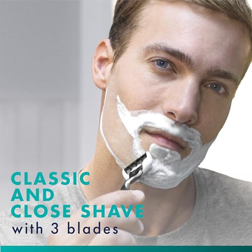 Gillette Mach3 Shaving Razor for Men, 1 Gillette 3-Blade Razor Handle for Men’s Grooming, 10 Razor Blade Refills, Razor Blades with Lubrication Strip