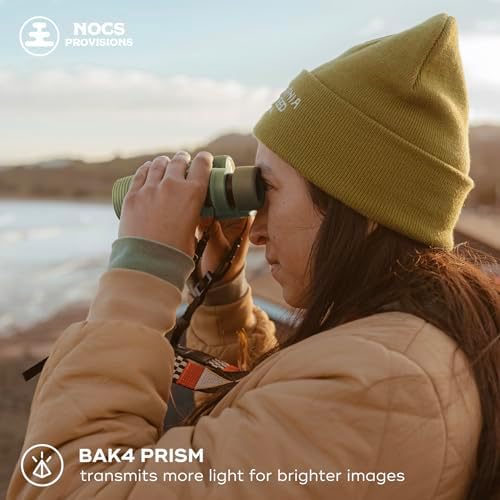 Nocs Provisions Field Issue Compact 10x32 Waterproof Binoculars, Shockproof, Fogproof, 10X Magnification, Bak4 Prism, Multi-Coated Lenses for Adults & Kids, Bird Watching, Hunting & Wildlife Viewing