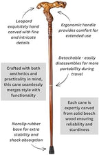 Hand Carved Wooden Walking Cane with Ergonomic Handle and Rubber Tip for Men and Women - Fashionable Unique Walking Stick for Seniors - 37 inch