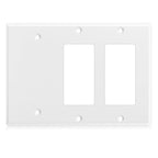 Kingdder 1 Pcs 3-gang 2-decorator 1-blank Wall Plate Standard Size Stainless Steel White Light Switch Plate Gloss Finish Size 3-gang 4.50" x 6.38" Corrosion-resistant Gfci Outlet Receptacle