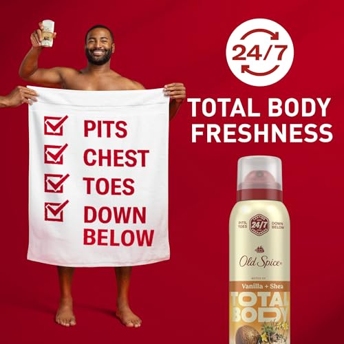Old Spice Whole Body Deodorant for Men, 3-Pack, Aluminum Free, Stick, Spray & Cream Bundle, 24/7 Total Body Freshness, Dermatologist Tested, Vanilla + Shea Butter Scent