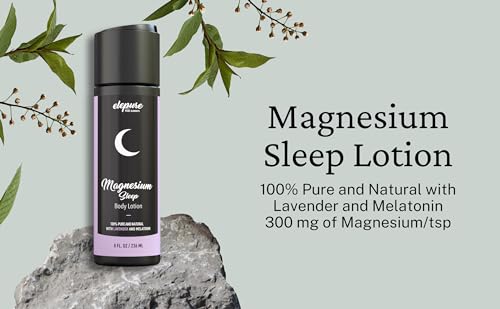 Magnesium Sleep Lotion with Lavender and Melatonin - Topical Application Night Cream- High Potency - Organic Materials - Large Size - Great Value - 8 fl. oz