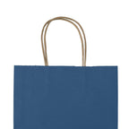 bagmad 100 Pack 8x4.75x10 Inch Medium Blue Gift Paper Bags with Handles Bulk, Kraft Bags, Craft Grocery Shopping Retail Party Favors Wedding Business Sacks (Blue, 100pcs)