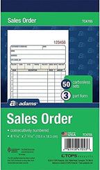 Adams Sales Order Book, 3-Part, Carbonless, 4-3/16" X 7-3/16" Inch, 50 Sets, White, Canary and Pink (TC4705) (12 Pack)