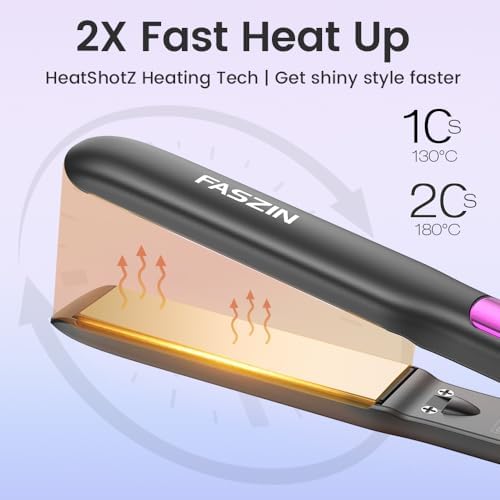 Professional Hair Straightener, 1.18 inch Ionic Titanium Plate, 20S Fast Heat Up Flat Iron with Clear LED Display, 2 in 1 Straightener and Curler Styling Tool for Straighten Hair (Gray)