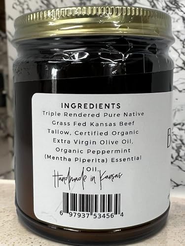 Beef Tallow Balm - 8 oz - Organic Grass Fed and Finished - Made in USA - Moisturizing Skin Care Tea Tree