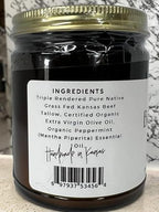 Beef Tallow Balm - 2 oz - Organic Grass Fed and Finished Tallow- Made in USA - Moisturizing Skin Care Tea Tree