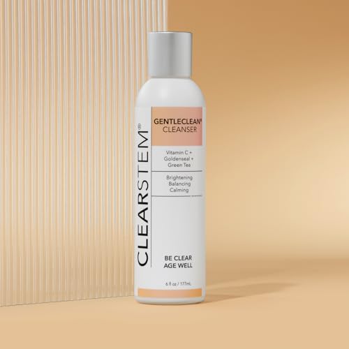 CLEARSTEM - GENTLECLEAN Vitamin C Infused Calming Wash - Facial Cleanser, Makeup Remover - Goldenseal + Green Tea - Facial Skin Care Products - Vegan, Gluten Free, Cruelty Free - 6 fl oz / 207ml