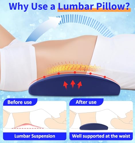 Futon Mattresses Lumbar Support Pillow for Bed Relief Back Pain: Lower Back Pillow for Sleeping - Memory Foam Waist Pillow - Bolster Pillow for Side, Back&Stomach Sleepers - Bed Rest Pillow