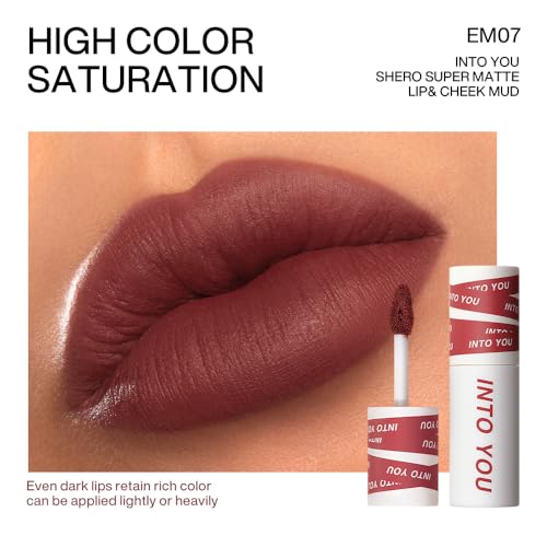 INTO YOU Matte Lipstick for Women, Matte Red Lipstick Long Lasting, Multi-Purpose for Lips and Cheek, Non-Stick Cup Not Fade Lip Stain Makeup Cosmetics Official Directly (EM07)