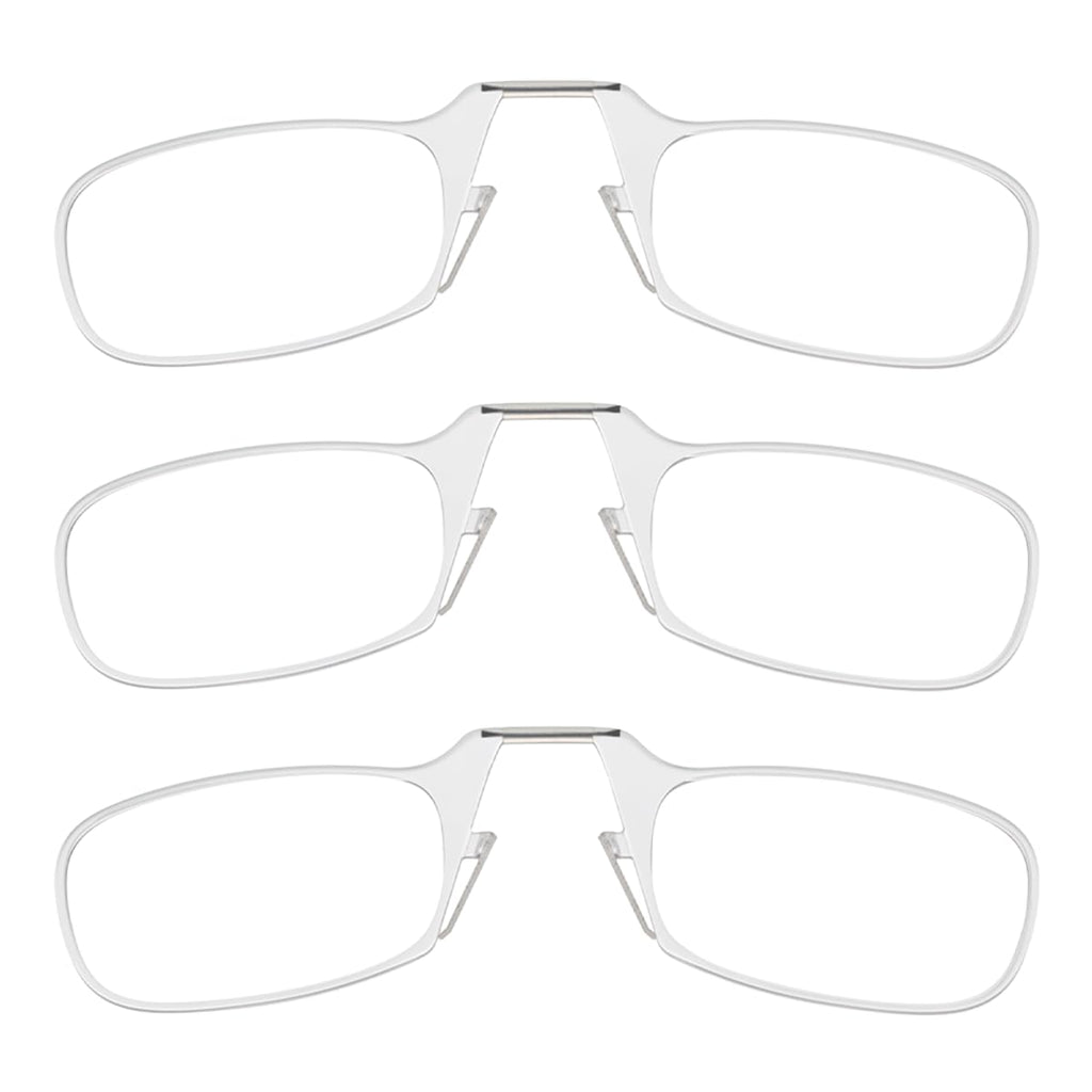 ThinOptics Readers Rectangular Reading Glasses, 3 Pack-Clear, 44mm + 2