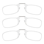 ThinOptics Readers Rectangular Reading Glasses, 3 Pack-Clear, 44mm + 2