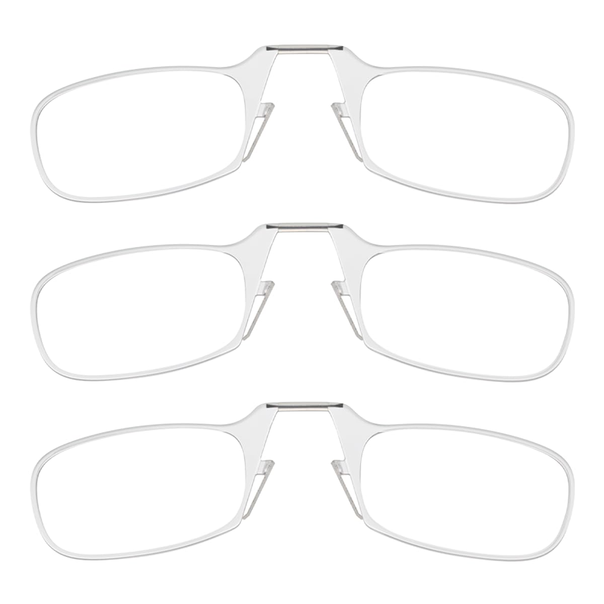 ThinOptics Readers Rectangular Reading Glasses, 3 Pack-Clear, 44mm + 2