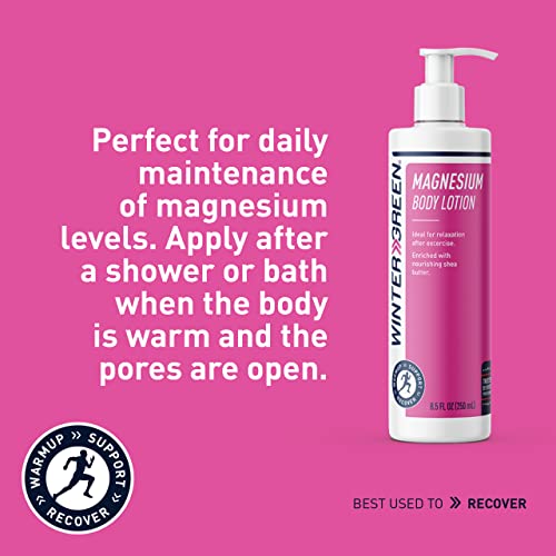 Wintergreen Magnesium Lotion, Pure Magnesium PCA, Shea Butter, Arnica Montana, Seed Oil, & Vitamin E, 8.5 Fl Oz (250 ml)