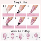 Gellen Cat Eye Gel Nail Polish 18ml, Moonlight High Gloss Gel Polish with Magnet, Silk Smoothie Holographic Gel Polish, Ceramic Cateye Magnetic Soak Off UV Gel Polish, Nail Art Manicure Salon