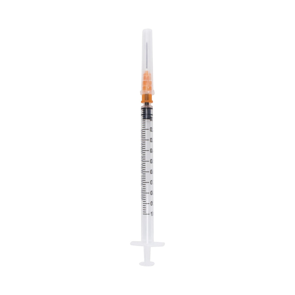 Generic 100 Pack, 1mL Tuberculin Syringes with Needle Luer Slip Syringe Individually Packaged (1mL, 25G x 5/8in), Clear