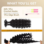 Human Braiding Hair 110g Water Wave Bulk Human Hair for Braiding 2 Bundles/Pack 14 Inch Wet and Wavy Boho Knotless Braids No Weft Brazilian Virgin Curly Extensions Black