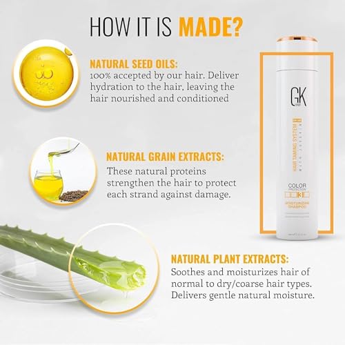 Global Keratin GKhair Moisturizing Shampoo Color Protection (300ml/ 10.1 fl.oz) | Organic Oil Extracts - Sulfate, Paraben Free Shampoo for Women, Men - All Hair Types