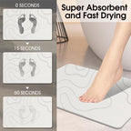 ZIKIBL Stone Bath Mat Diatomaceous Earth Shower Mat Non-Slip Super Absorbent Diatomite Stone Mats for Bathroom Floor/Ktichen Cuonter Quick-Drying Easy to Clean Light White