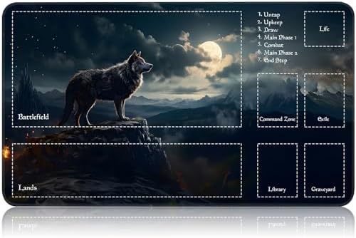 for MTG Game Playmat, for Magic TCG Rubber Play mat,Tabletop Card Playmats with Smooth Surface,Trading Card Inked Game Mat with Zones,Battle Game,Sky Wolf