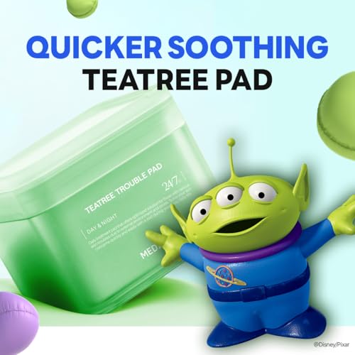 MEDIHEAL Madecassoside Toner Pads [Disney Pixar Edition]-Centella Asiatica to Improve Uneven Skin Tone - Vegan Face Gauze Pads, Full size 100 Pads + Refill 100 Pads (Teatree, 200 pads)