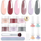 Dip Powder Nail Set, 6 Colors Nude Series 12 Pcs Dipping Powder Kit With Base & Top Coat/Activator/Brush Saver,Nail Art Dip Manicure Kits Odor-Free&Long-Lasting, No Needed Nail Lamp Curing