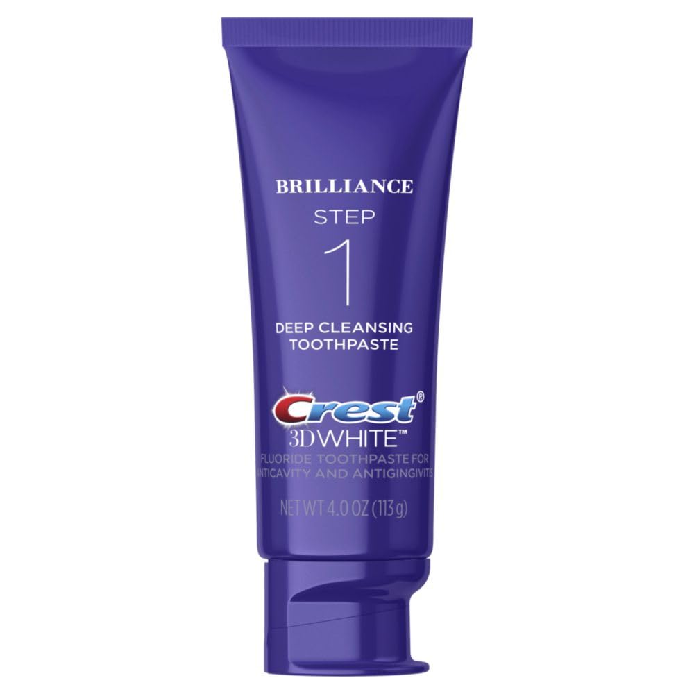 Crest 3D White Brilliance 2-Step Teeth Whitening Toothpaste Kit, Deep Cleansing Toothpaste (4.0 oz) and Whitening Gel Finisher (2.3 oz), Daily At-Home Whitening System