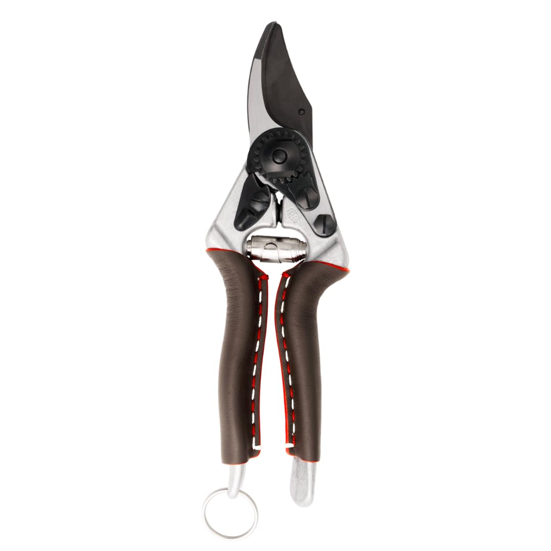FELCO 6 ELITE Pruning Shears – 7.7" Swiss-Made Garden Clippers with Leather-Wrapped Handle for Medium Right Hands | Hand Pruners for Gardening | Garden Tool Cutter with Bypass Blade, Aluminum Body