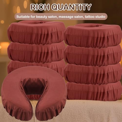 Macarrie 24 Pcs Face Cradle Covers for Massage Table Microfiber Reusable Soft Thicker Massage Table Head Rest Covers Bulk Oil Proof Headrest Cradle Sheets for Spa Beauty Salons(Brown)