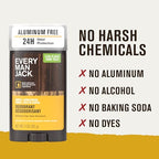 Every Man Jack Amber + Sandalwood Men’s Deodorant - Stay Fresh with Aluminum Free Deodorant For all Skin Types - Odor Crushing, Long Lasting, with Naturally Derived Ingredients - 3oz (4 Pack)