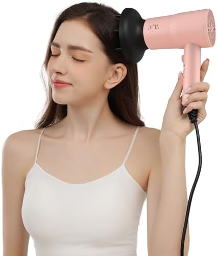 AINA Hair Dryer with Diffuser, Blow Dryer for Women | Advanced Ionic Technology, Ceramic Coating | Cold Shot Features Turbo Heat for Fast Drying and Shine 110V/ALCI(Pink)