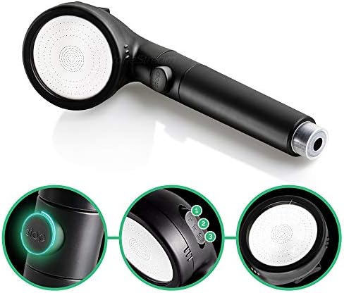 Original StoneStream® EcoPower Shower Head System — Spa Like Ionic Filter to Soften Water, Increase Pressure & Save Water — Multi Function Showerhead + 4-in-1 Wall Adapter Kit — Matte Black