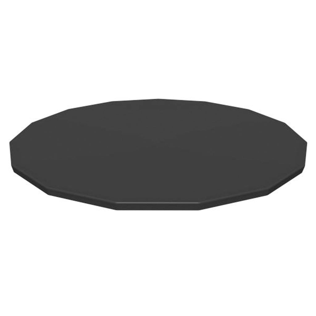 Bestway Flowclear PVC Round 14 Foot Pool Cover for Above Ground Frame Pools with Drain Holes and Secure Tie-Down Ropes, Black (Cover Only)