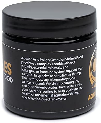 Aquatic Arts Shrimp Food, Bee Pollen Food for Live Shrimp Aquarium, Shrimp Feeder, Pet Shrimp Food for Amano Shrimp, Cherry Shrimp, Neocaridina Shrimp, Live Freshwater Shrimp Tank Granules, 2oz