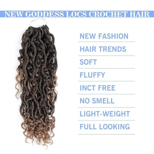 6packs Curly Faux Locs Crochet Hair 14 Inch Ombre Blonde River Goddess Locs Crochet Braids for Black Women Boho Styles Pre Loop Crochet Locs with Curly Hair in Middle Synthetic Bohemian Curls #T27
