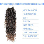 6packs Curly Faux Locs Crochet Hair 14 Inch Ombre Blonde River Goddess Locs Crochet Braids for Black Women Boho Styles Pre Loop Crochet Locs with Curly Hair in Middle Synthetic Bohemian Curls #T27