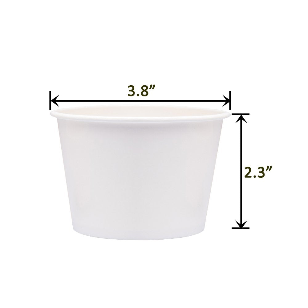 Belinlen 50 SET 8 OZ Disposable White Ice Cream Cups with Lids Medium Hot and Cold To Go Cups Paper Cup Takeout Food Container