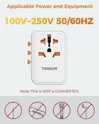TESSAN Universal Travel Adapter Worldwide, GaN 65W International Plug Adaptor with 3 USB C 2 USB A Ports, World Power Outlet for European USA UK Australia Ireland(Type C/G/A/I)
