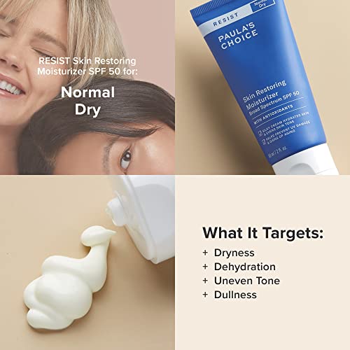 Paula's Choice RESIST Skin Restoring Moisturizer SPF 50, UVA & UVB Protection, Shea Butter & Niacinamide, Anti-Aging Sunscreen for Dry Skin, 2 Ounce
