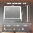 Hasipu Vanity Mirror with Lights, 15" x 13" LED Makeup Mirror, Light up Mirror with 10X Magnification, Smart Touch 3 Colors Dimmable, 360° Rotation (White)
